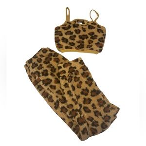 Women’s Two Piece Set Cheetah Print Sherpa